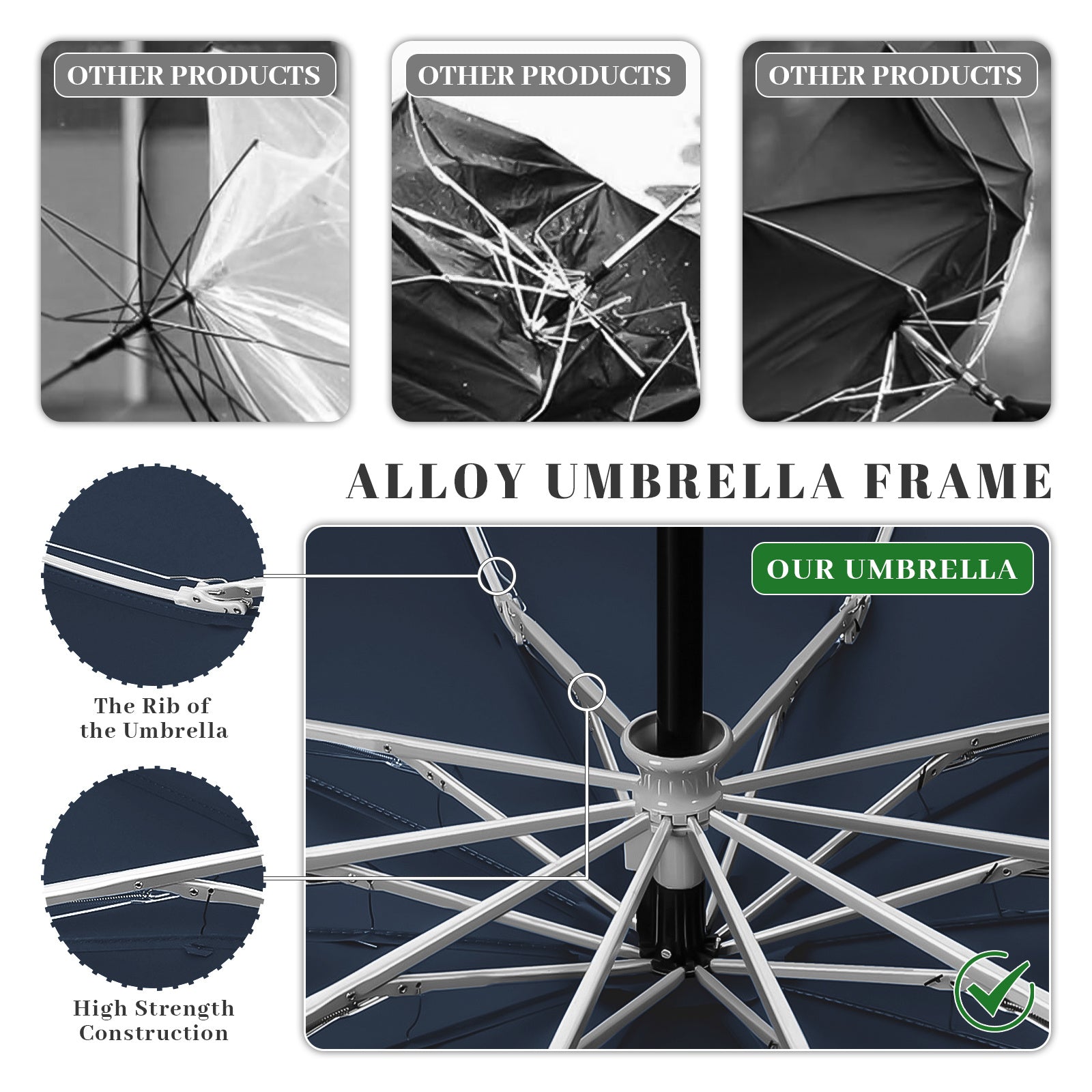 Rainstar automatische paraplu | Omkeerbare sluiting, 10 metalen baleinen, unisex ontwerp, 105 cm