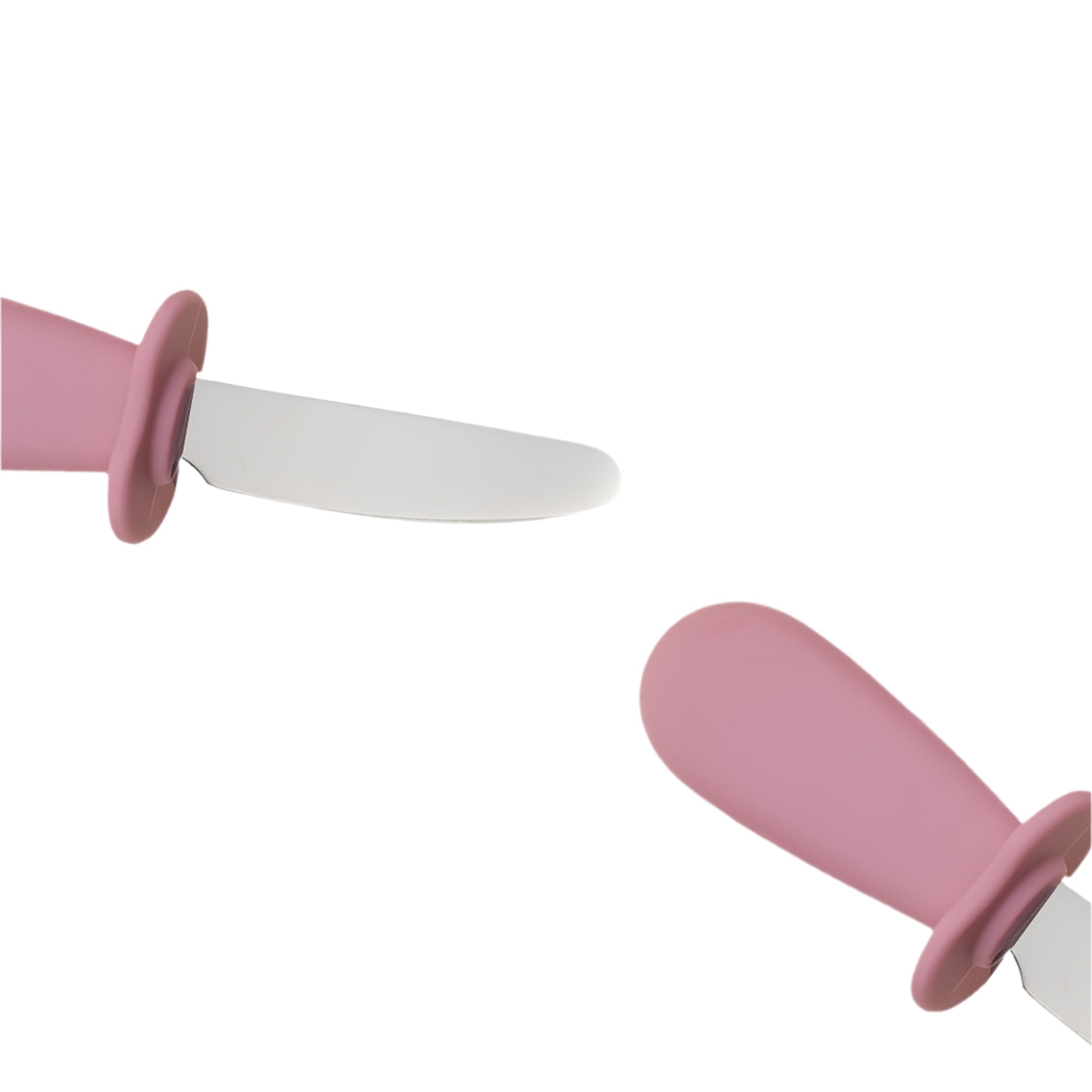 3-delige Rvs Lepel Vork Mes Set met Silicone Handvatten, Zachte Randen, Comfortabele Eetbestek voor Baby's