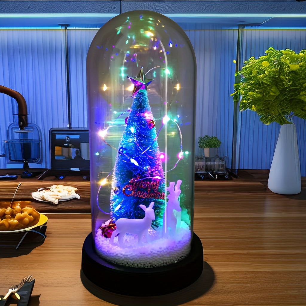 Eeuwige Verlichte Kerstboom met Kerstman en Rendieren | Kerstdecoratie op AAA-batterijen