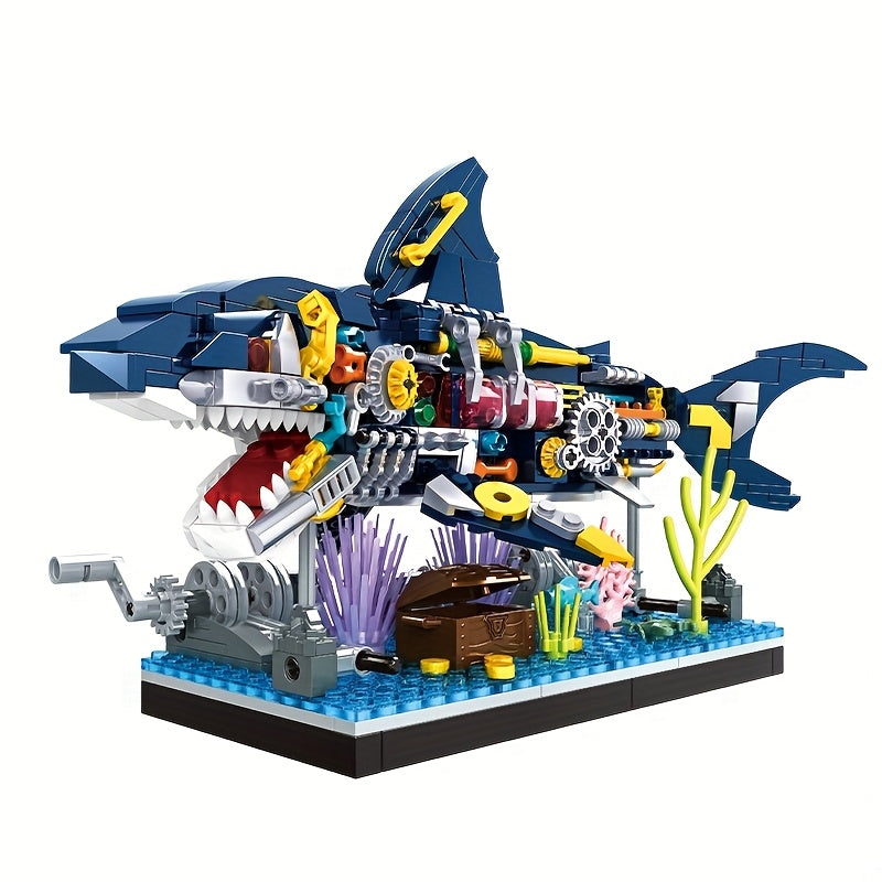 Bouwstenen Mechanische Haai – 3D Puzzel Model van Witte Haai, Moeilijke Educatieve Bouwset voor Kinderen