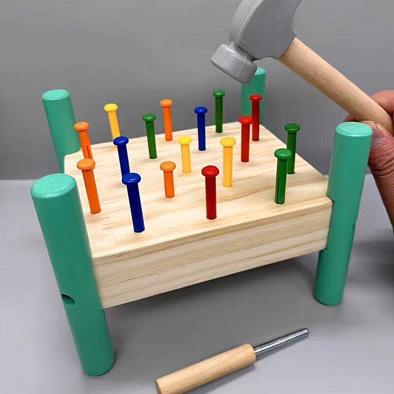 Hamer speelgoed tafel kinderen - sla & trek spijker spel | kleuren herkenning & hand-oog coördinatie
