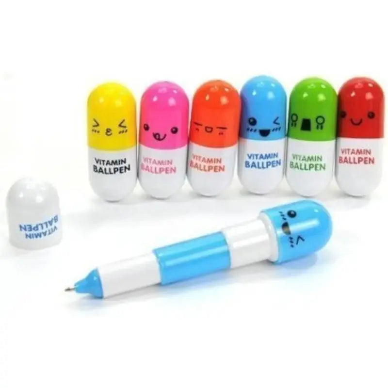 Novelty Vitamin Balpen | Inklapbare Cartoon Expressie Pen | Grappig Schrijfcadeau