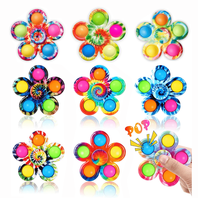12 Pack Pop Bubbles Simple Dimple Fidget Spinners for Party Favors, Hand Tips Bulk Toys for Classroom Prizes, Halloween Christmas Valentine'S Day Gifts Kids Goody Bag Sock Fillers