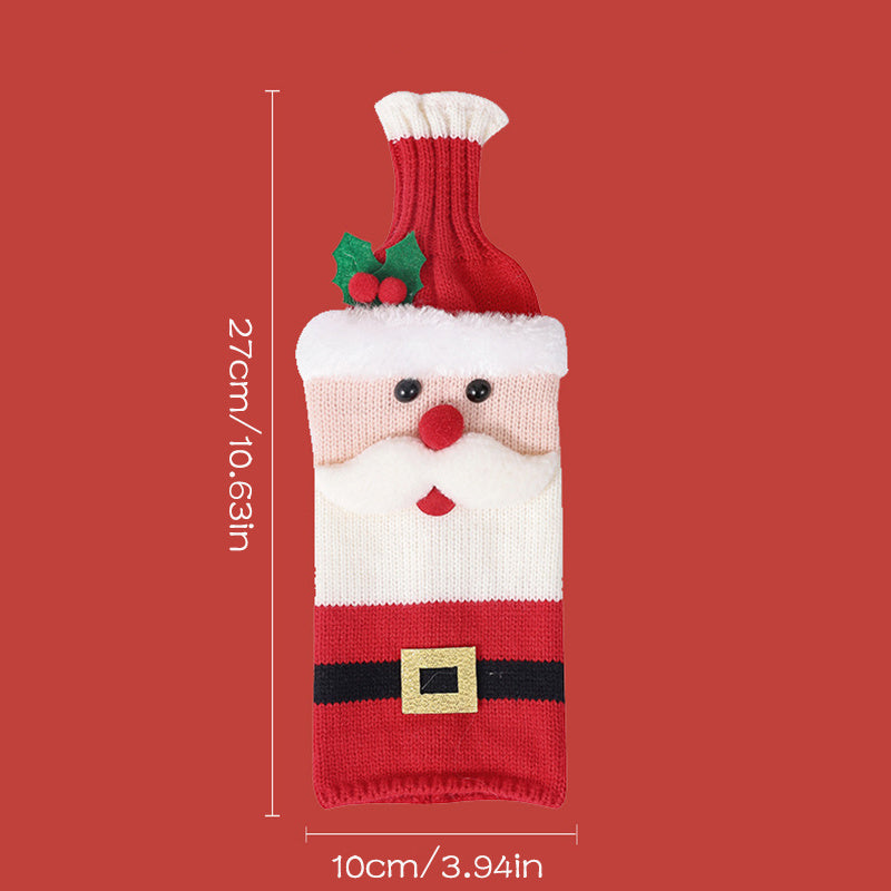 Kerstdecoraties Santa Wijnfleshoes | Gebreide Champagne Fleshoes voor Restaurant en Feestdagen | Kerst, Halloween & Thanksgiving Cadeau