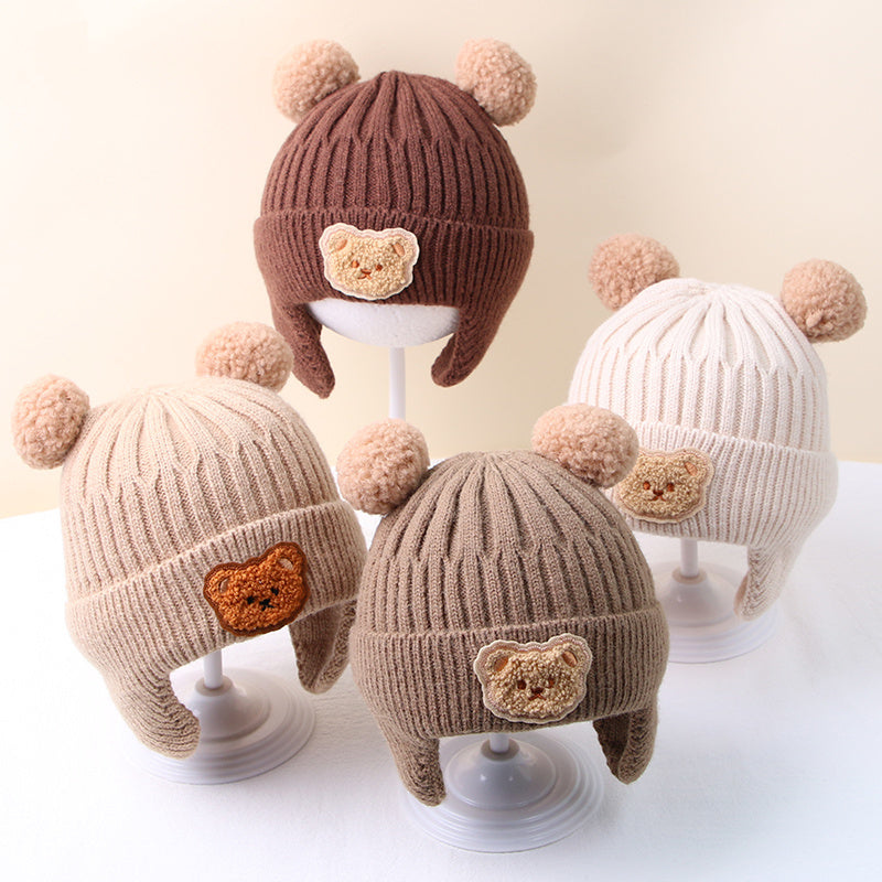 Schattige Bear Ear Baby Muts | Warme Gebreide Muts voor Jongens & Meisjes, 8 Maanden-4 Jaar | Handwasbaar