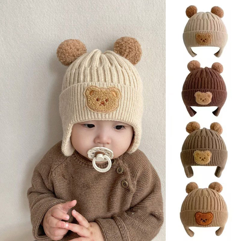 Schattige Bear Ear Baby Muts | Warme Gebreide Muts voor Jongens & Meisjes, 8 Maanden-4 Jaar | Handwasbaar