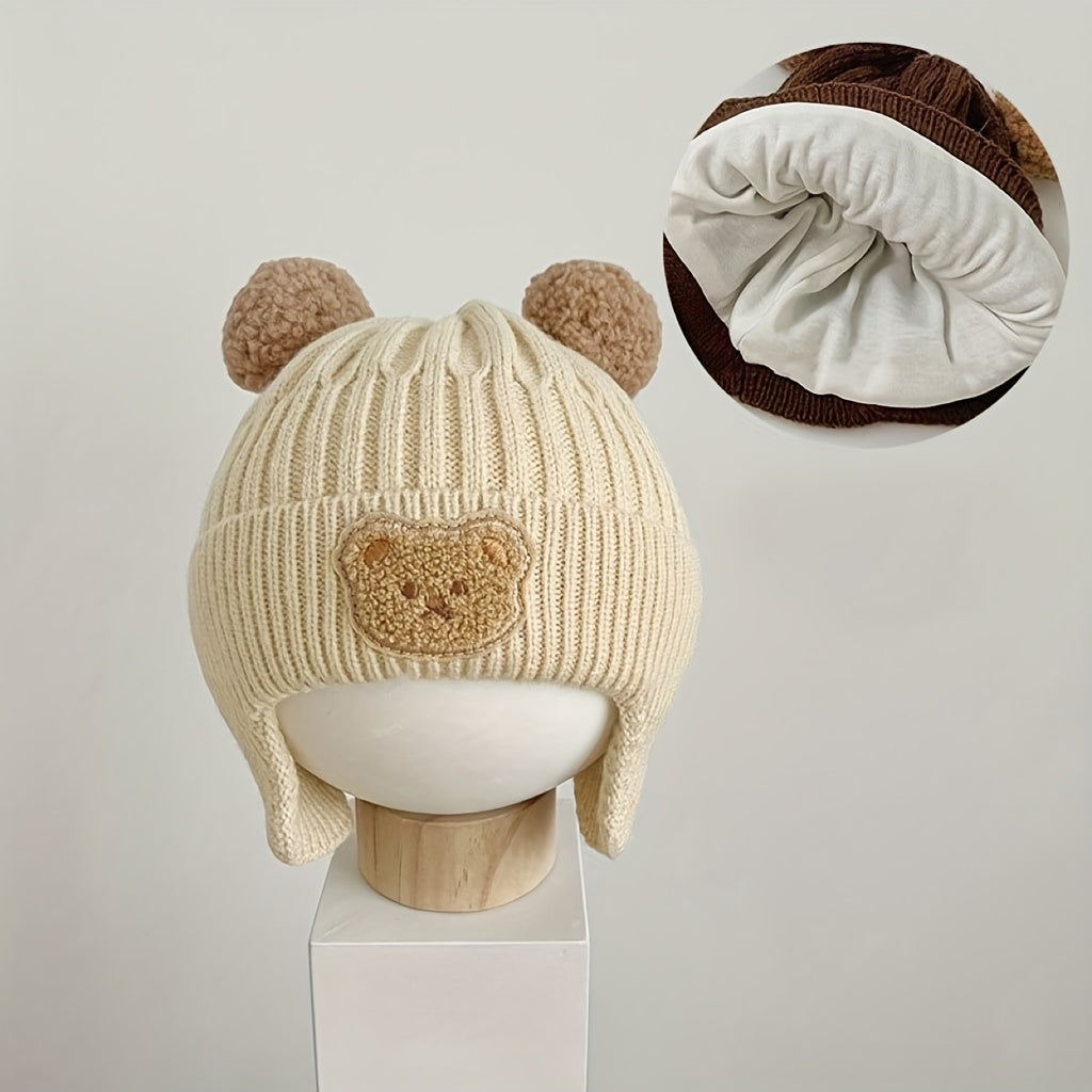 Schattige Bear Ear Baby Muts | Warme Gebreide Muts voor Jongens & Meisjes, 8 Maanden-4 Jaar | Handwasbaar