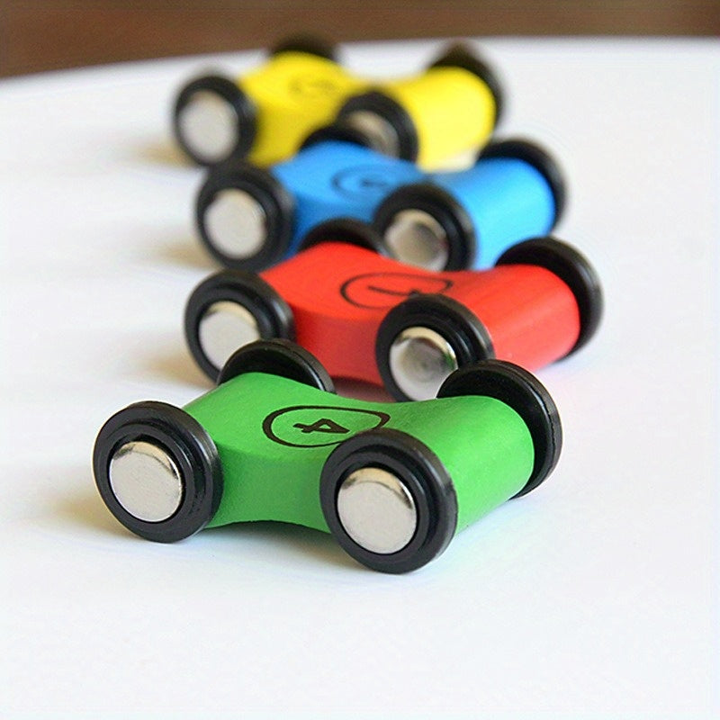 Inertiële Mini Racewagen Set van 4 Stuks | Houten Vierwielige Glijwagens | Perfect voor Verjaardagsfeestjes en Cadeaus