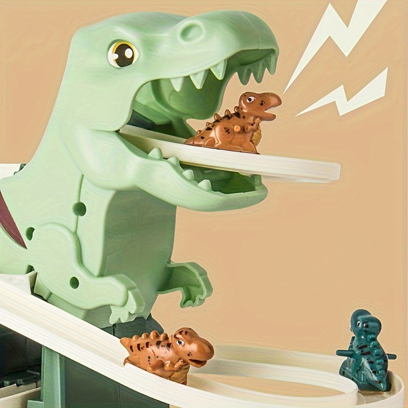 3 Dinosaurussen Auto’s Glijdende Speelgoedbaan | T-rex met Mini Dino Hellingbaan voor Peuter Cadeau-ideeën