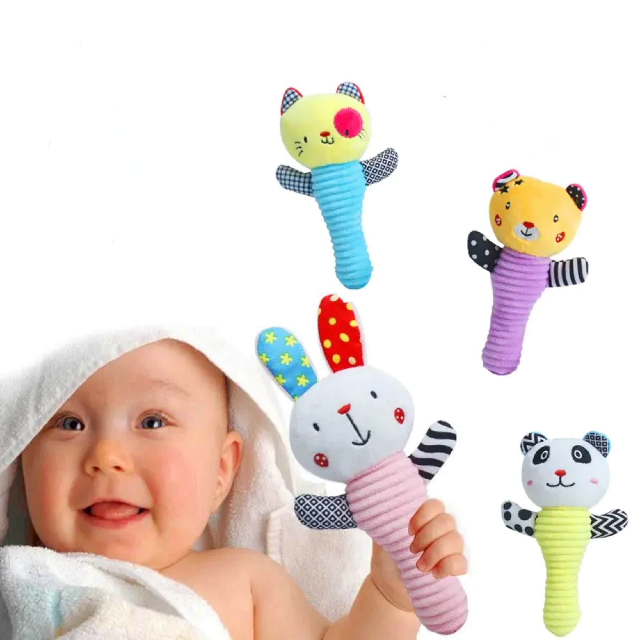 Hand Rammelaar | Schattige Cartoon Dieren, Rustgevend Educatief Speelgoed | Perfect Cadeau voor Kerst, Halloween, Verjaardagen en Feestdagen