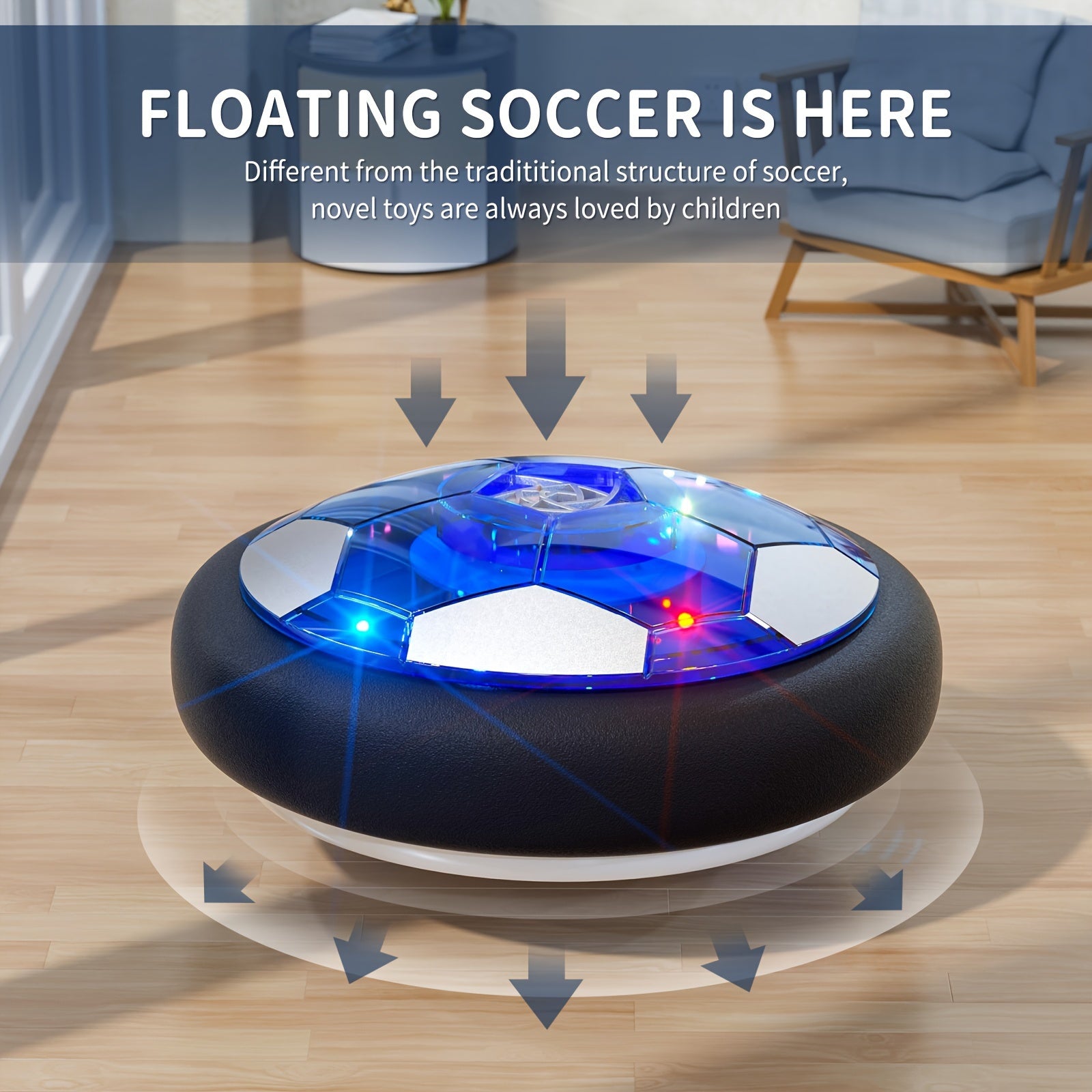 LED Hover Voetbal voor Kinderen – Oplaadbare Zwevende Bal met Schuimrand & Kleurrijke Verlichting | Veilig Indoor Speelgoed vanaf 3 Jaar | Glijdt op Harde Vloeren
