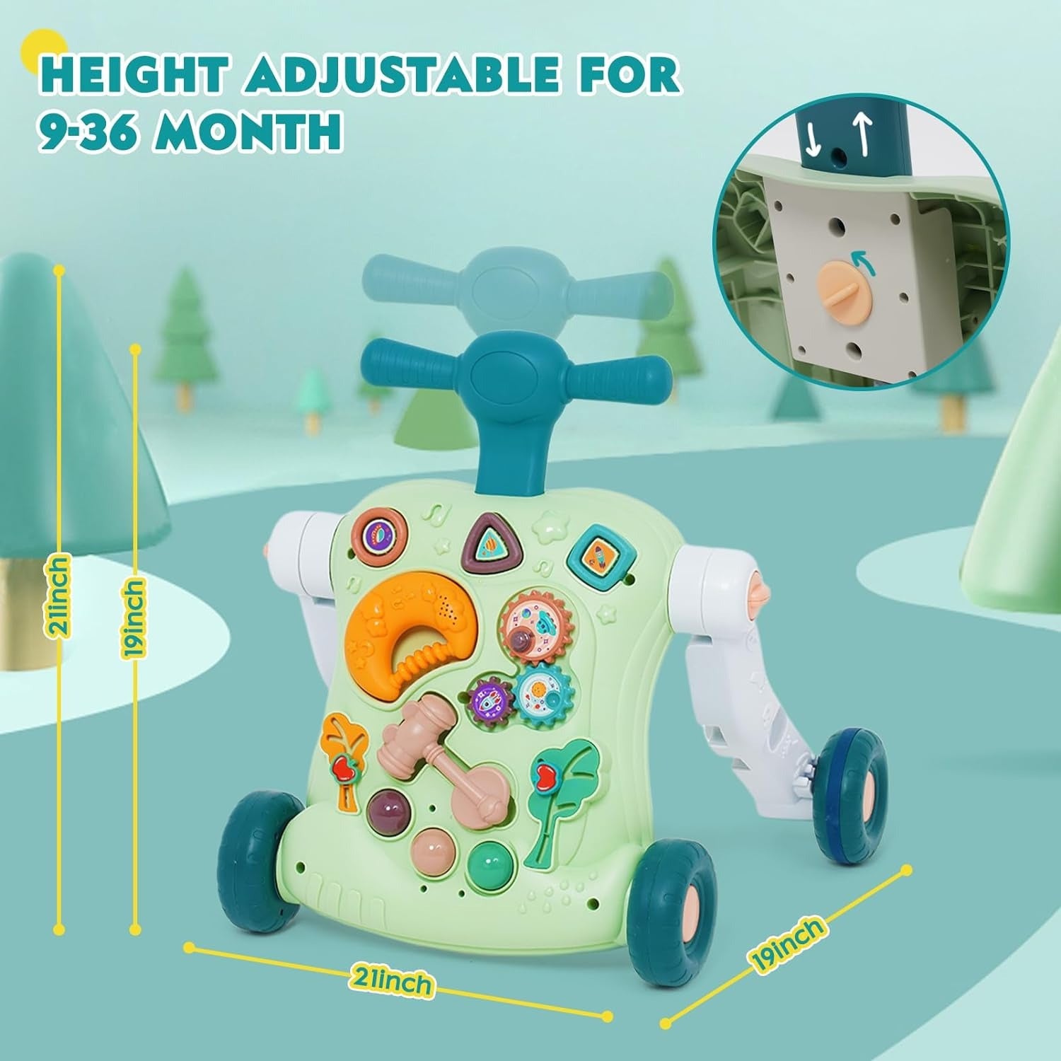 6-in-1 Baby Loopwagen met Activiteitencentrum – Educatief Loopwagentje voor Peuters Jongens & Meisjes
