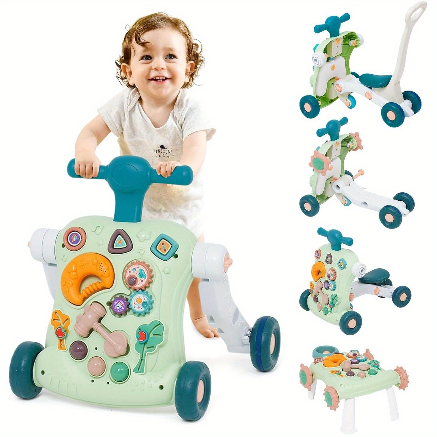 6-in-1 Baby Loopwagen met Activiteitencentrum – Educatief Loopwagentje voor Peuters Jongens & Meisjes