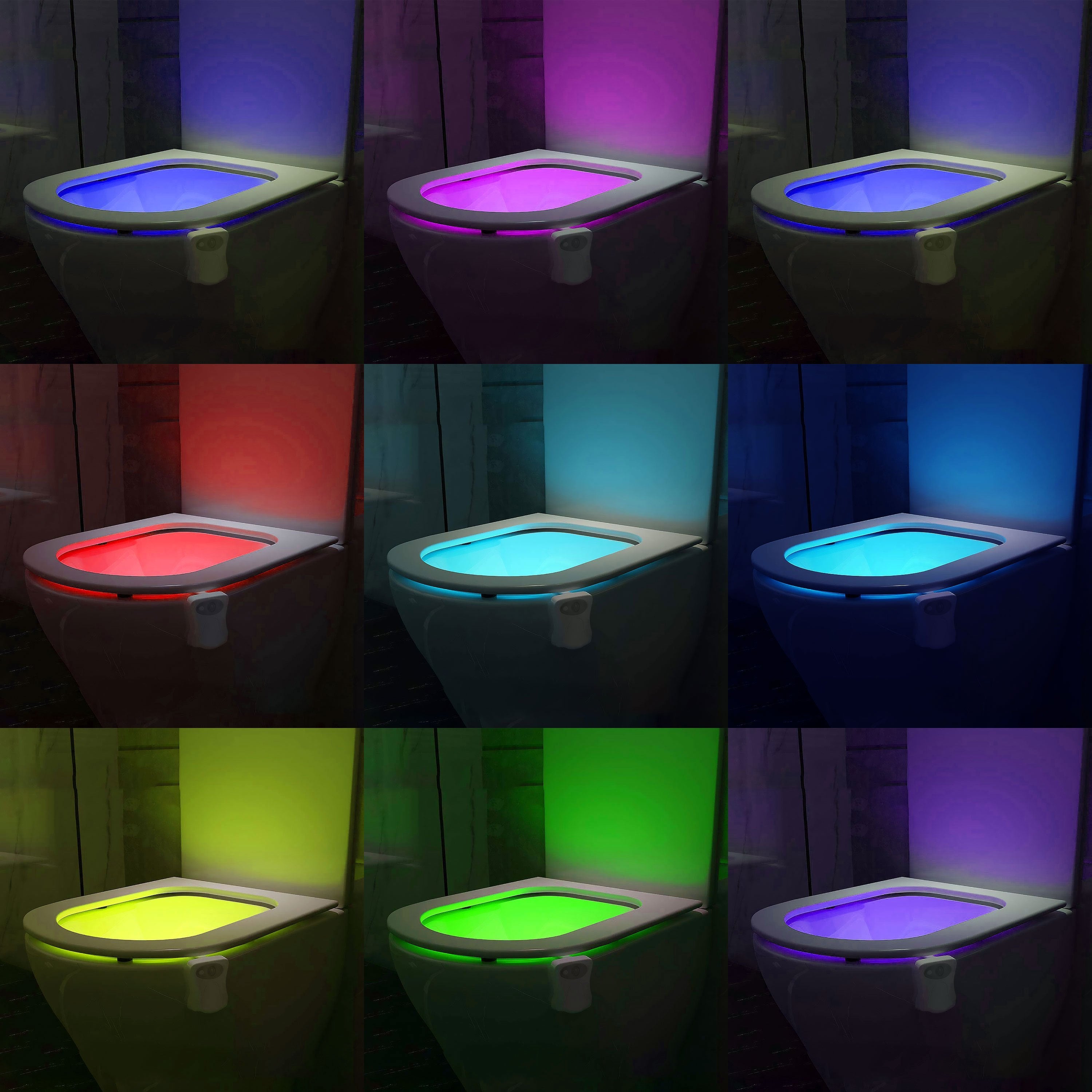 2 Stuks Toiletlamp met Bewegingssensor | LED WC Nachtlampje 16 Kleuren, instelbare helderheid