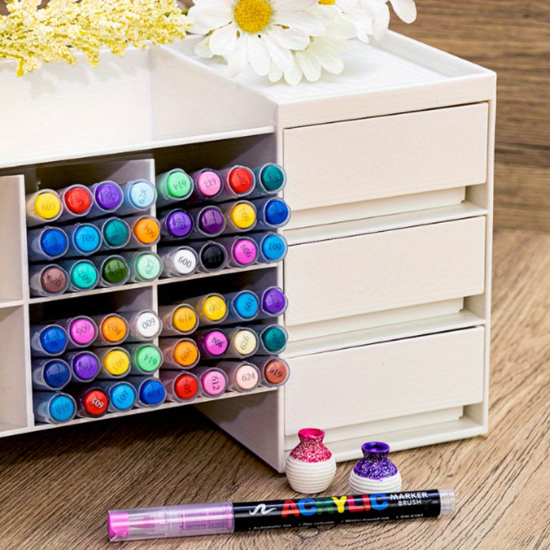 48 Stuks Vloeibare Acrylmarkers – Stapelbare Kleuren voor Professioneel Tekenwerk, Kunst & Decoratie