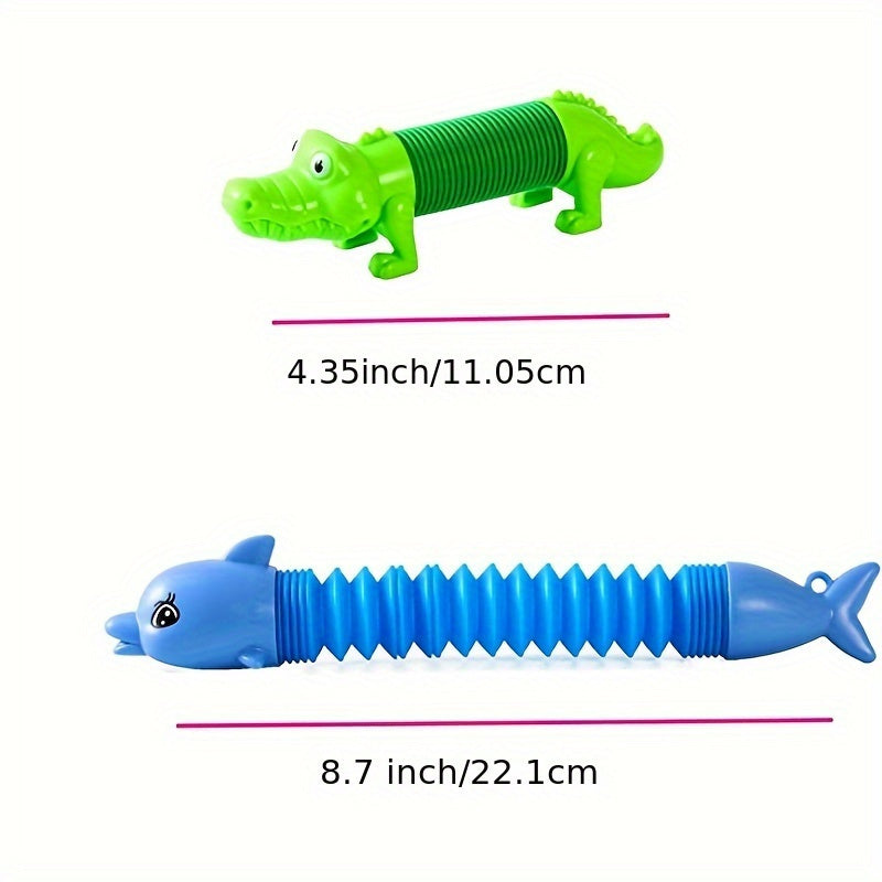 10-delige Dier Pop Tubes Sleutelhanger | Sensorisch Speelgoed & Party Favor