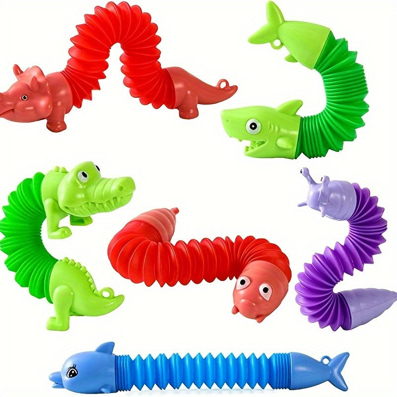10-delige Dier Pop Tubes Sleutelhanger | Sensorisch Speelgoed & Party Favor