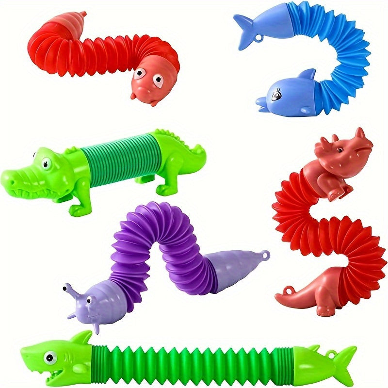 10-delige Dier Pop Tubes Sleutelhanger | Sensorisch Speelgoed & Party Favor