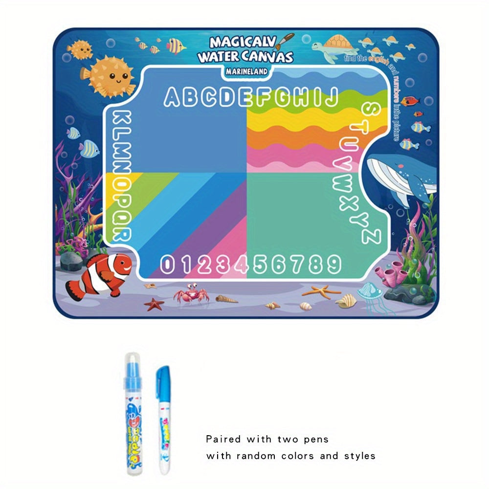 Herbruikbare Magische Doodle Mat en Waterteken Canvas | Rommelvrij Kunstschilderen Wasbaar Tekenbord met Alfabet en Cijfers voor Kinderen van 3-8 Jaar