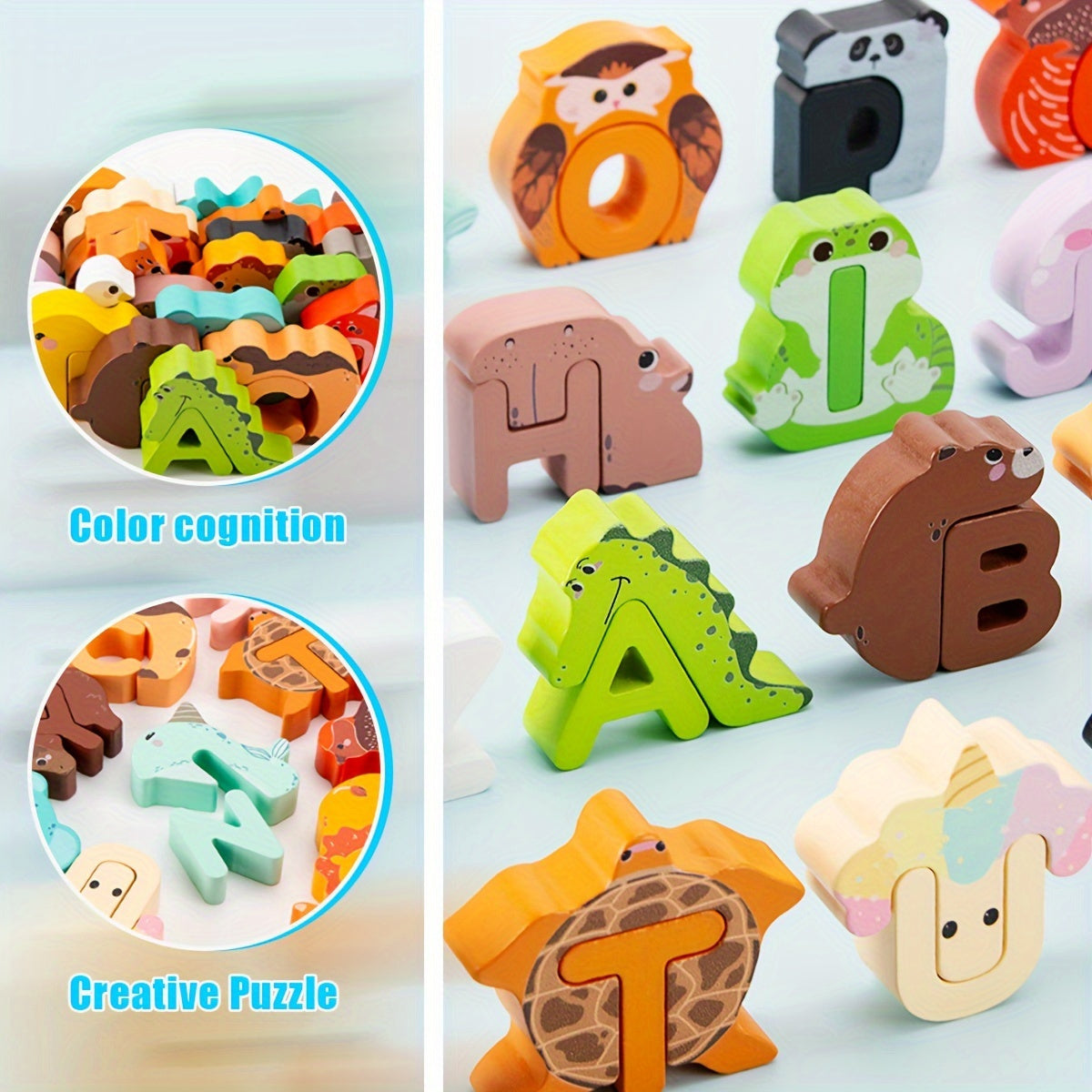 52-delige Houten Alfabet- en Dierenpuzzelset | Educatief voor Kinderen (3-6 Jaar)