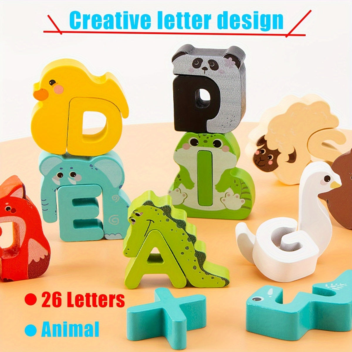 52-delige Houten Alfabet- en Dierenpuzzelset | Educatief voor Kinderen (3-6 Jaar)
