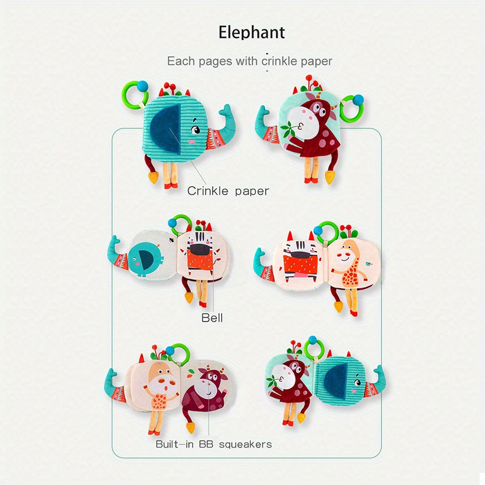 Interactief Kinder Stoffen Boek met Hanglus | Leuke Dierenvachten, Geluid & Textuur Puzzel Speelgoed voor Vroeg Leren