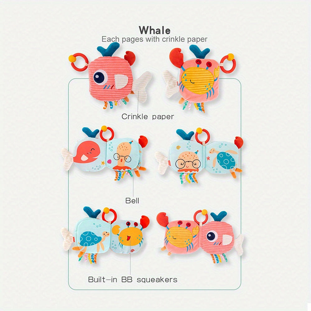 Interactief Kinder Stoffen Boek met Hanglus | Leuke Dierenvachten, Geluid & Textuur Puzzel Speelgoed voor Vroeg Leren