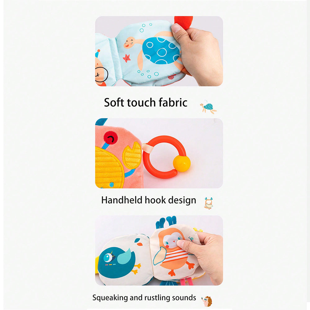Interactief Kinder Stoffen Boek met Hanglus | Leuke Dierenvachten, Geluid & Textuur Puzzel Speelgoed voor Vroeg Leren