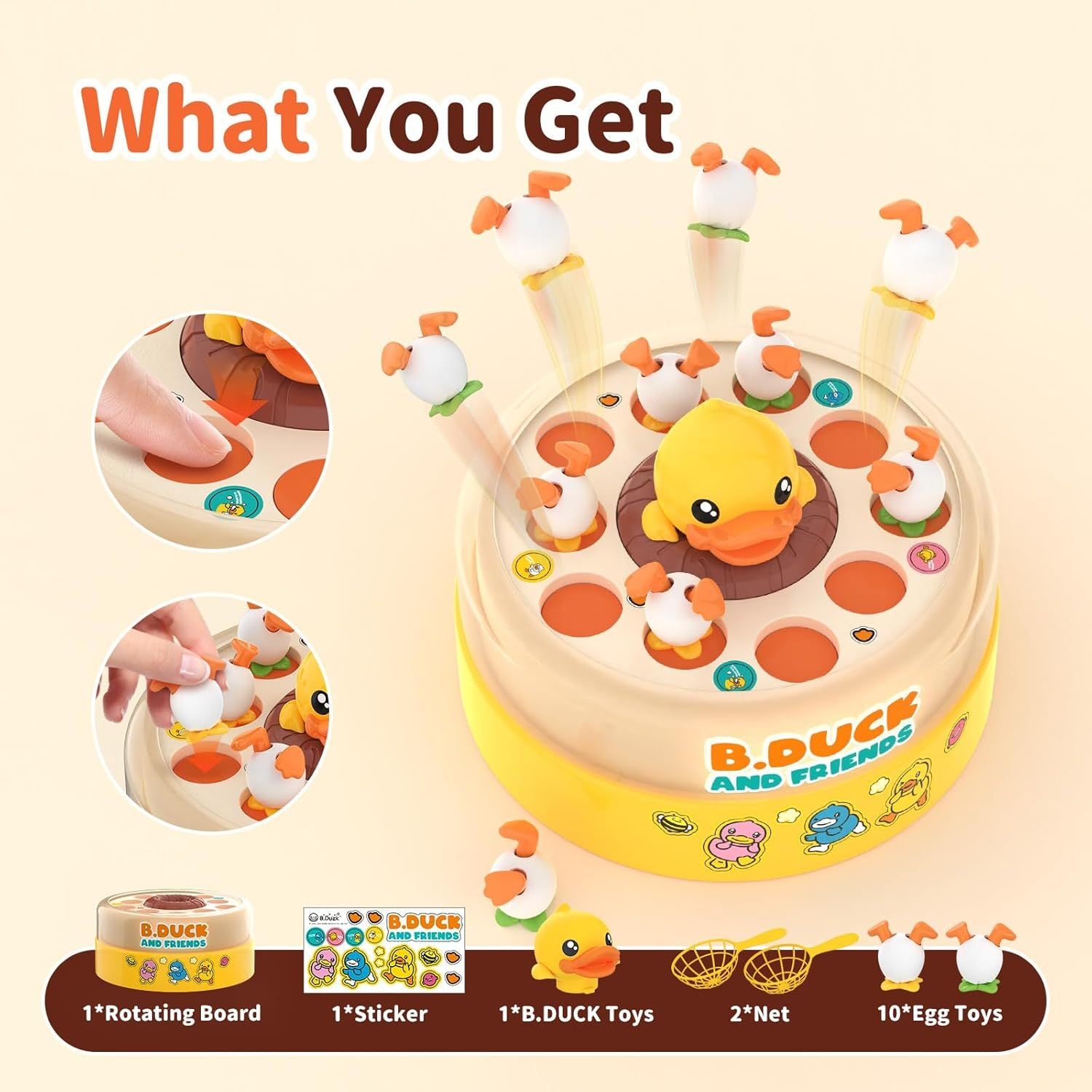 B.Duck Muzikaal Eendenspel | Interactief Vangspel met Licht & Geluid | Cadeau voor Kinderen 4-12 Jaar