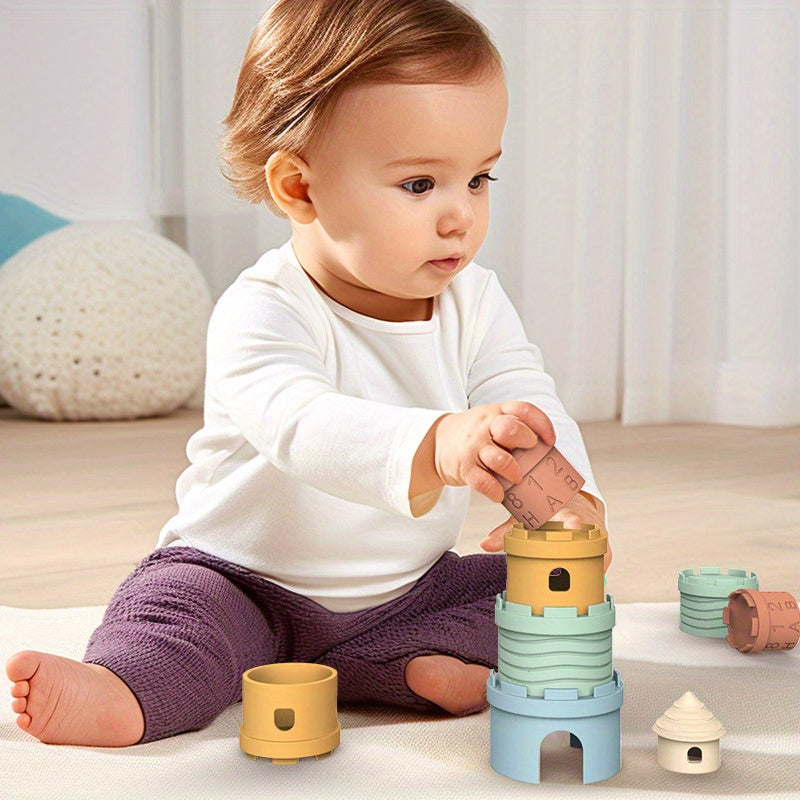 Kleurrijke Siliconen Stapelblokjes voor Baby's | Educatief Speelgoed voor Kleurherkenning & Cijferopbouw