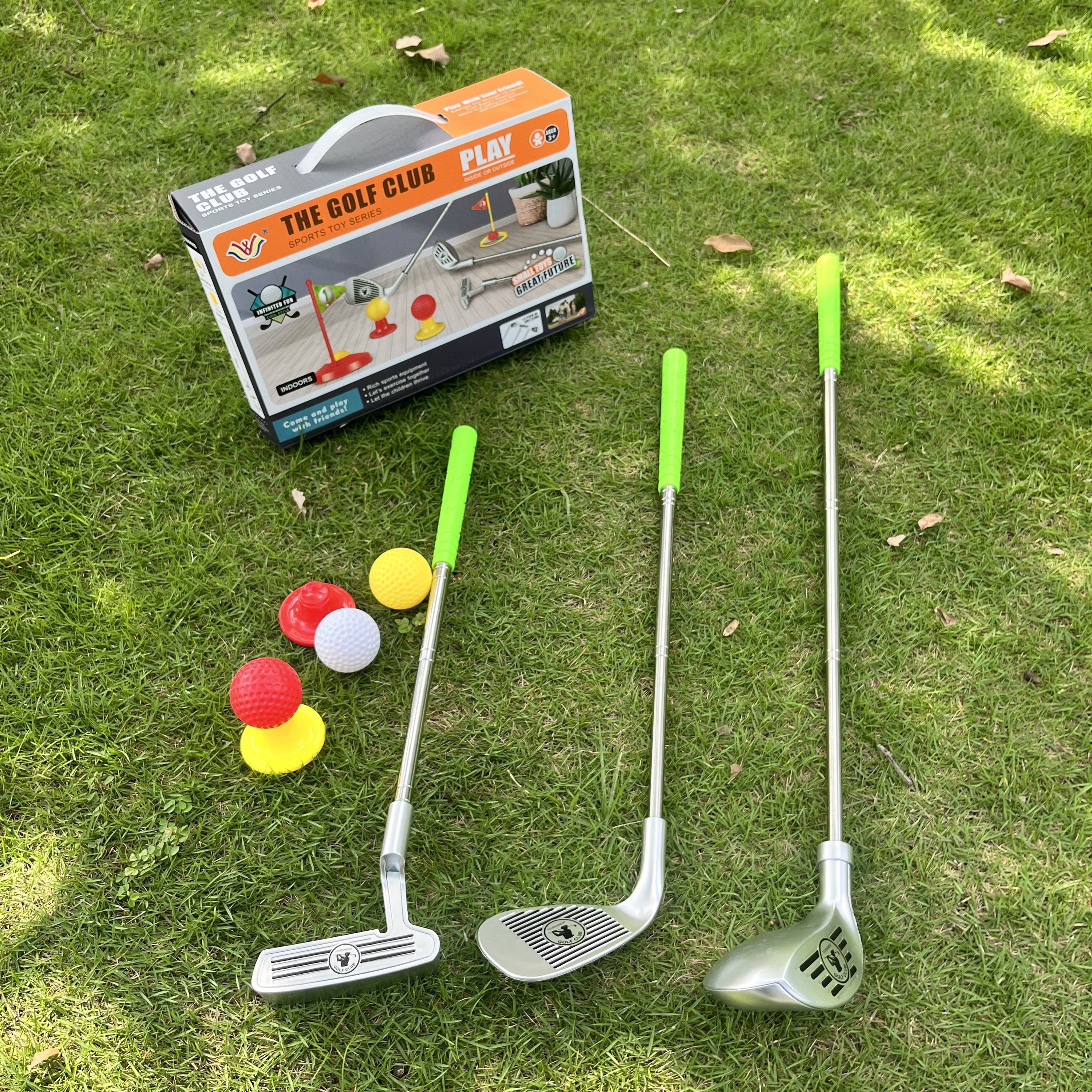 Verstelbare Kindergolfset | 3 Clubs, Ballen & Doelen, Binnen/Buitenspeelgoed 3-8 Jaar