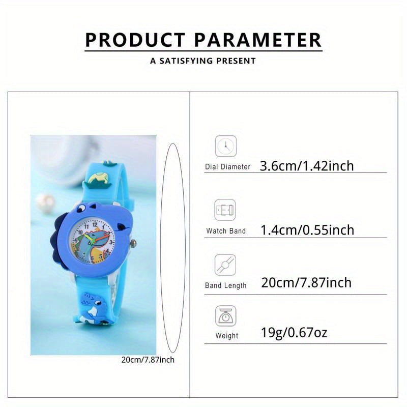 Kinderhorloge met Dinosauruspatroon | Schattig Quartz Horloge voor Jongens en Meisjes