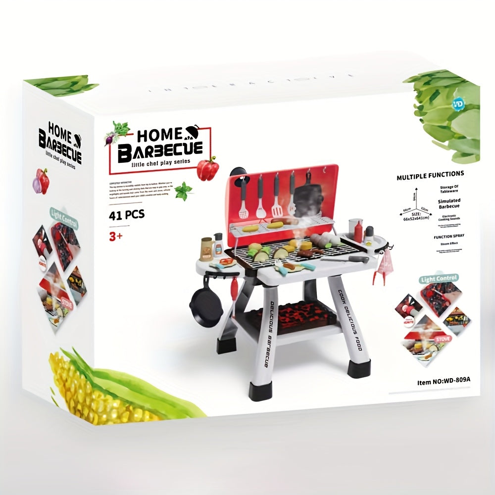 BBQ Keuken Speelset voor Buiten | Grill Speelgoed met 2-Lagen – Interactief Kookspel voor Kinderen 3 Jaar en Ouder