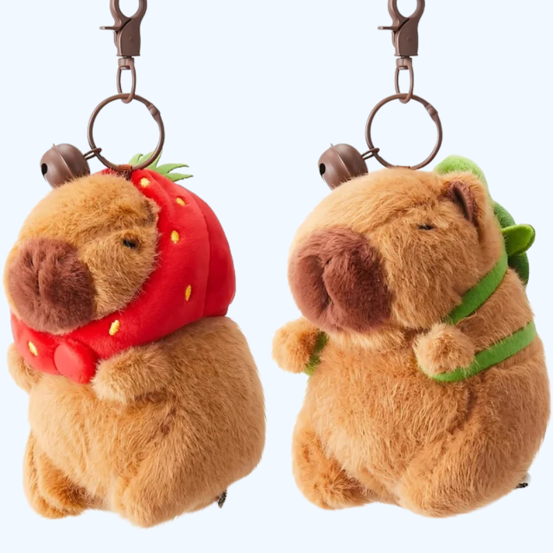 Pluche Capibara Sleutelhanger | Schattige Knuffel Sleutelhanger voor Rugzakken