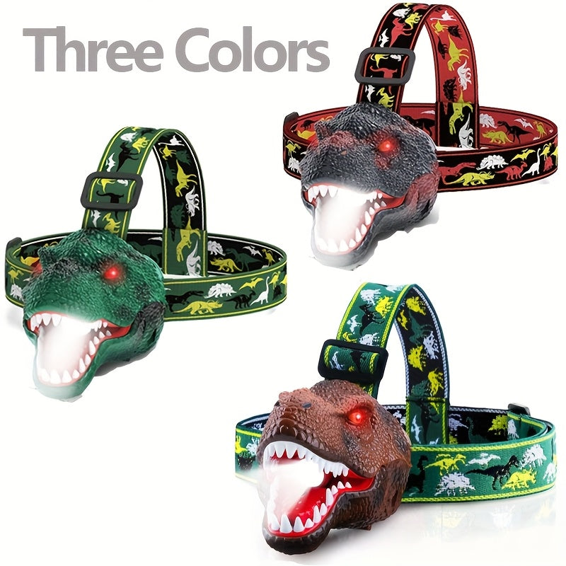 Brullende Dinosaurus LED Hoofdlamp – Oplaadbaar & Verstelbaar met Realistisch Design