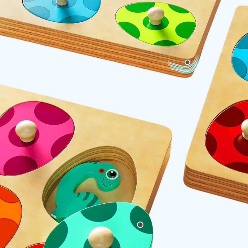 Dino Match Eieren Puzzel | Montessori Houten Puzzels voor Peuters van 1-3 Jaar
