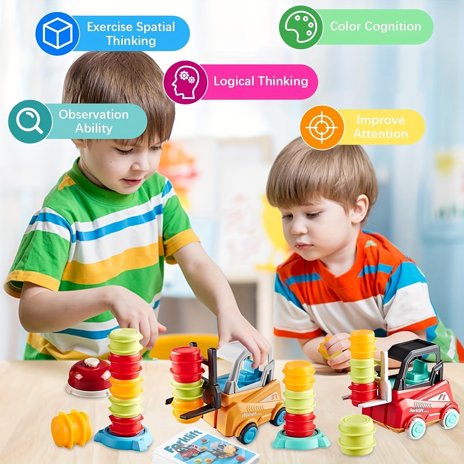 Constructie vorkheftruck spel|Educatief bouwvoertuig – veilig ABS materiaal