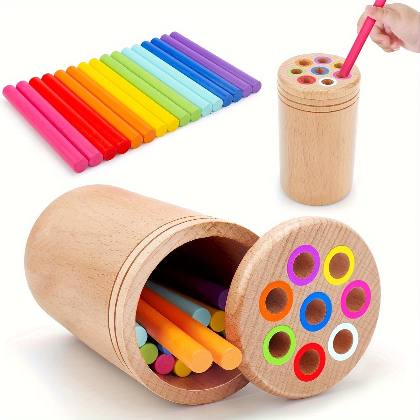 1 Stuk Houten Kleurensorteer Sticks | Educatief Speelgoed voor Peuters (3-6 Jaar)