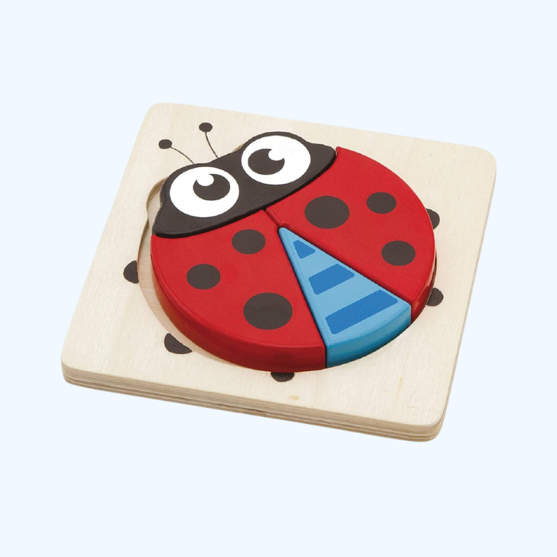 Houten Lieveheersbeestje Handige Blokjesset 4-Delig | Educatief Puzzelspeelgoed
