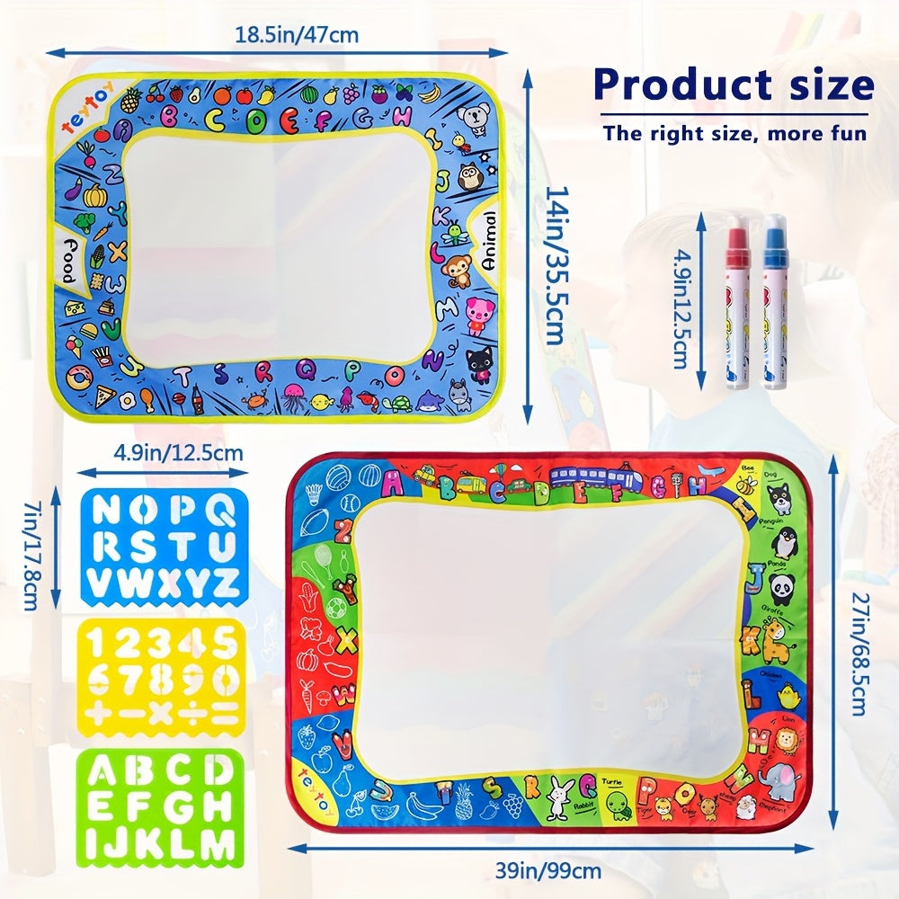 Watertekenmat voor Kinderen met 2 Waterpennen - Herbruikbaar, Niet-Giftig, Groot Formaat - Voor Peuters