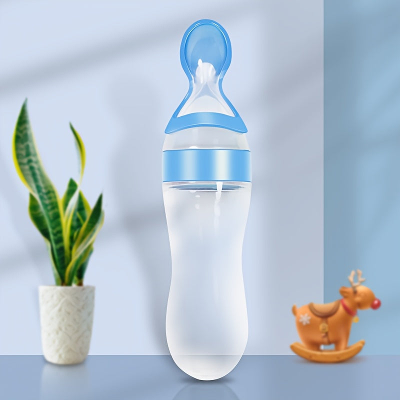 Silicone Baby Voedingsfles met Knijplepel, Multifunctioneel voor Melk, Voedingssupplementen, Geneesmiddelen - Verkrijgbaar in Wit, Blauw, Groen, Felroze