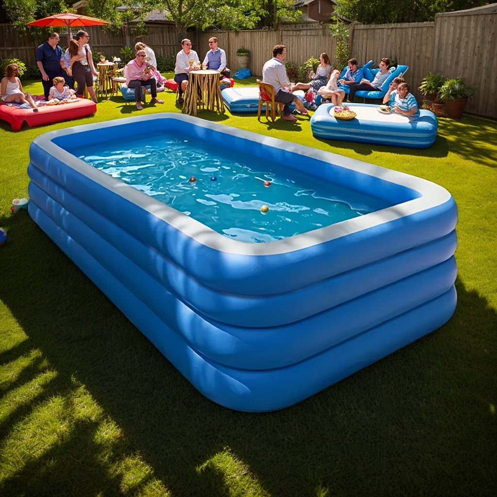 [XL Opblaasbaar Zwembad] Groot Blauw Opblaasbaar Zwembad met Bobo Ballen | Stevig PVC, Opvouwbaar & Draagbaar – Voor Tuin, Grasveld & Terras | Zomers Plezier voor het Hele Gezin