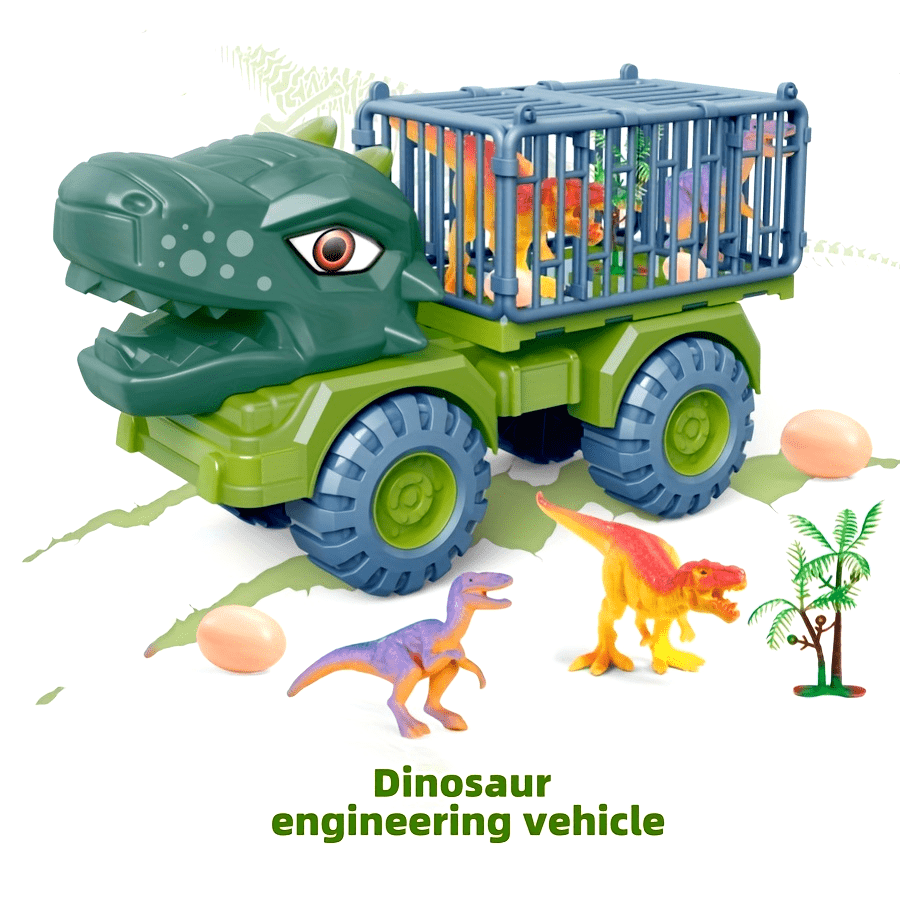 10.4-inch Dinosaurus Bouwvoertuig Speelgoed | Handmatig Duwbaar ABS Speelgoed | Weerbestendige Graafmachine/Kraan/Kiepwagen | Cadeau voor Jongens