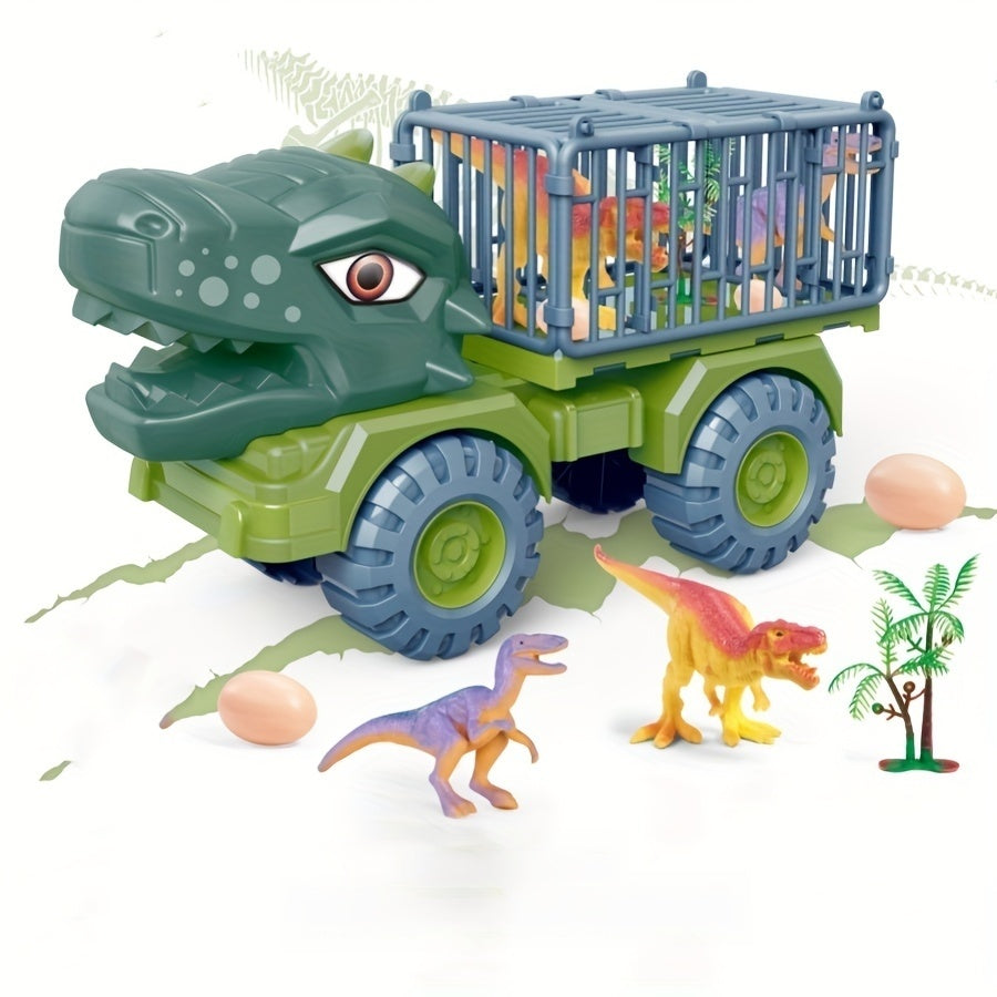 10.4-inch Dinosaurus Bouwvoertuig Speelgoed | Handmatig Duwbaar ABS Speelgoed | Weerbestendige Graafmachine/Kraan/Kiepwagen | Cadeau voor Jongens
