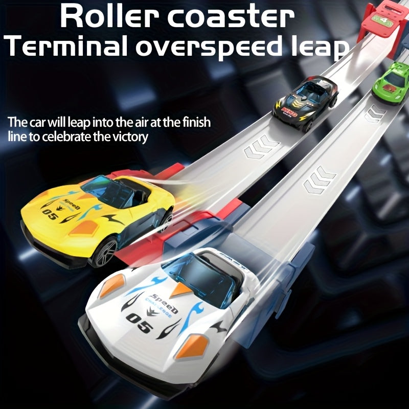 Racebaan Speelset voor Kinderen met 2 Banen en 4 Auto's - Educatief Bouwpakket en Interactief Spel voor Jongens en Meisjes - Perfect Verjaardagscadeau