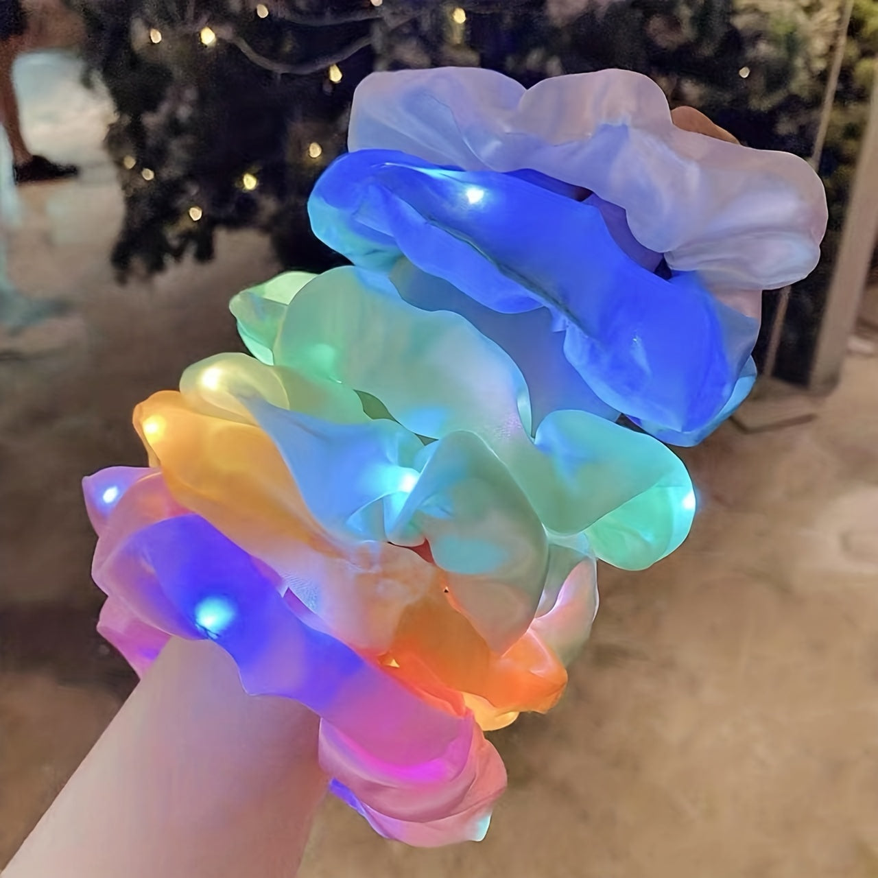 6 Stuks LED Scrunchies voor Vrouwen | LED Glow Scrunchies voor Meisjes | Meerdere Lichtmodi | Gloeiende Haarelastiekjes voor Kerst en Feesten