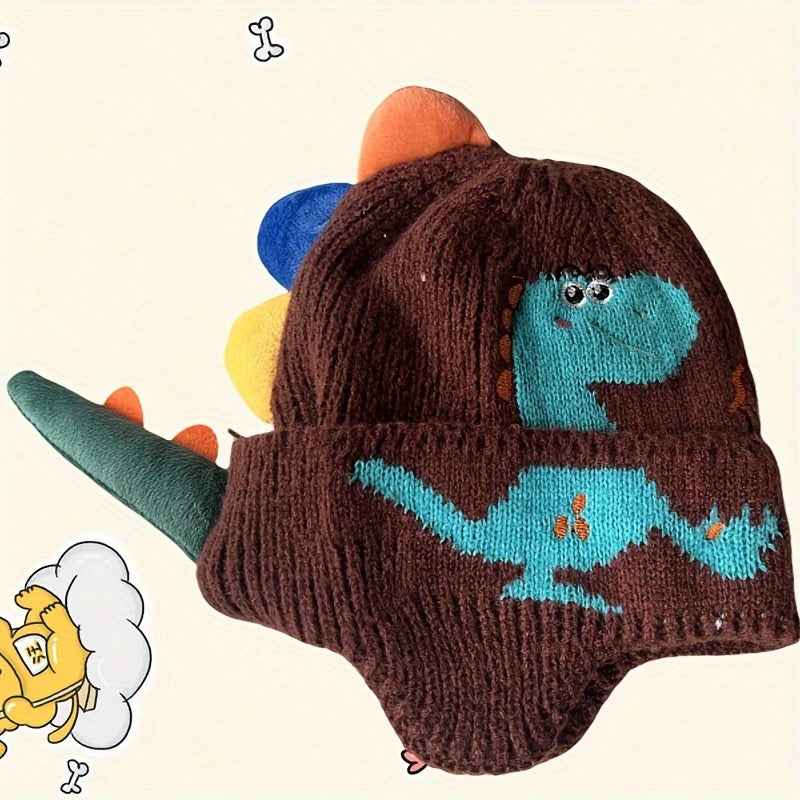 Dinosaurus gebreide muts kind | Wintermuts acryl