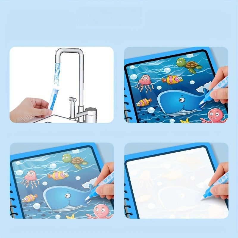 Magisch Water Tekenboek 3+ | Herbruikbare Verfpagina's met Waterpen | Educatief Creatief Speelgoed