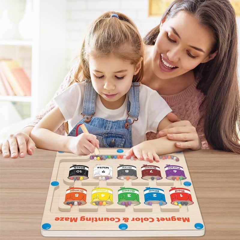 MagneticMaze™ – Magnetisch Kleur- en Cijferdoolhof | Montessori Speelgoed (1–6 jaar)