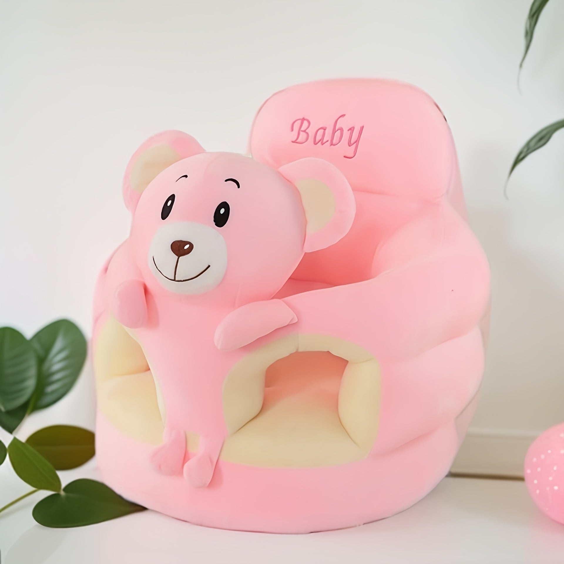 Zachte Pluche Kinderstoel voor Baby en Peuter - Groene Kinderfauteuil met Rugsteun voor Jongens en Meisjes - Comfortabel Babyzitje om te Leren Zitten